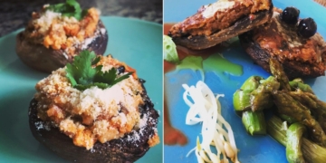 Receita de Cogumelos Recheados com Seitan e Alheira