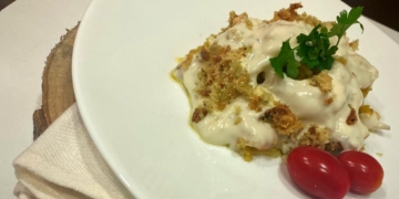 Receita de Bacalhau Gratinado com Camarão