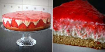 Receita do Bolo Mousse de Morango saudável, sem glúten nem lactose