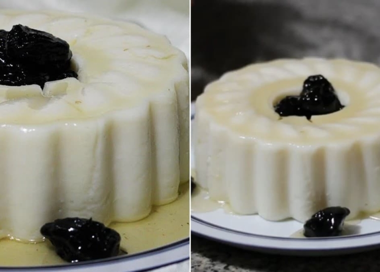 Receita do Manjar Branco com calda de ameixas