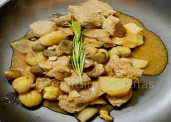 Receita da Carne de Porco com Castanhas e Cebolinhas