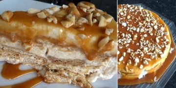 Receita de Bolo de Bolacha com Caramelo