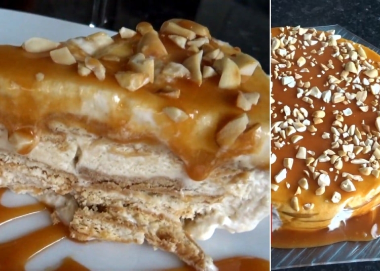 Receita de Bolo de Bolacha com Caramelo