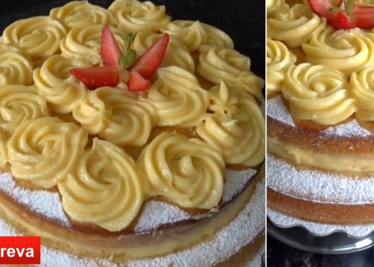 Receita do Bolo de Baunilha com Creme de Pasteleiro