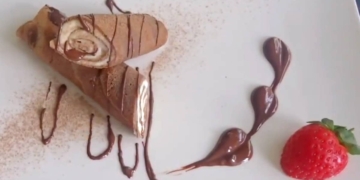 Receita de Crepe de Chocolate com Brigadeiro Branco