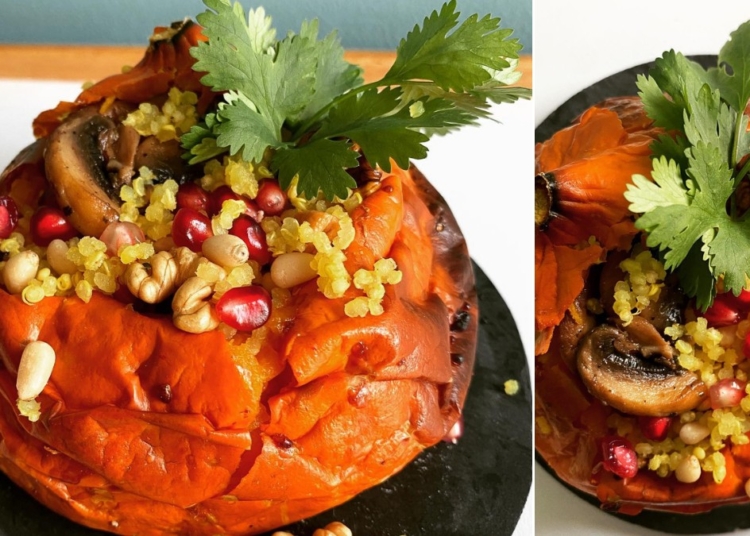 Receita de Abóbora Hokkaido Recheada com Quinoa e Frutos Secos