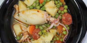 Receita das Lulas com Ervilhas e Batata