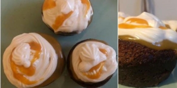 Receita dos Queques de Chocolate com Doce de Ovos e Chantilly