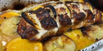 Receita do Lombo de Porco Assado com Maçã e Laranja