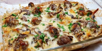 Receita de Almôndegas Gratinadas com Molho de Cogumelos