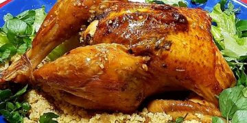 Receita económica de Frango no Forno Recheado com Cuscuz