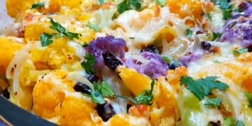 Receita de Couve Flor Gratinada com Queijos e Frutos Seco