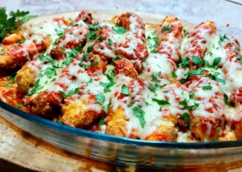 Receita de Frango Panado Gratinado em Molho de Tomate