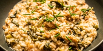 Receita do maravilhoso Risoto de Alheira e Grelos