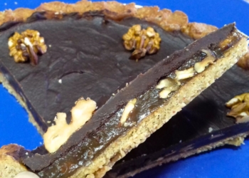 Receita da Tarte de Noz com Caramelo e Chocolate