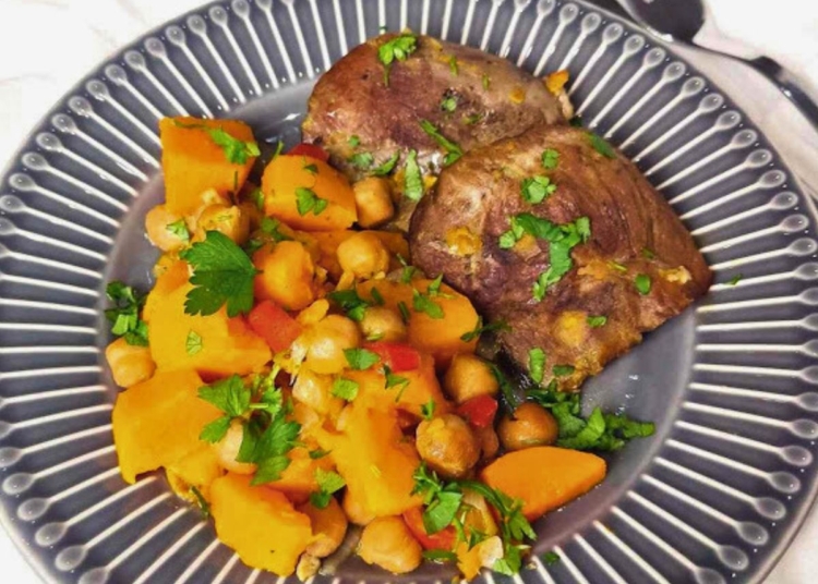 Receita de Carne Estufada com Batata-Doce e Grão-de-Bico