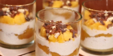 Receita da Mousse de Iogurte e Pêssego