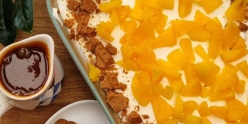 Receita simples de Pavê de pêssego