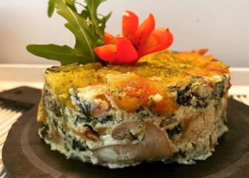 Receita de Gratinado de tofu, cogumelos e espinafres