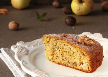 Receita de Bolo de noz e maçã